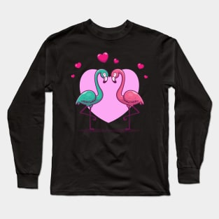 Couple of flamingo cartoon Long Sleeve T-Shirt